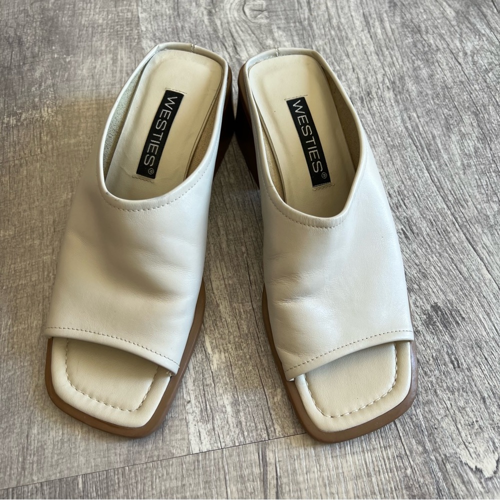 Vintage Westies Slides Block Hell Leather Sandals Size 6.5